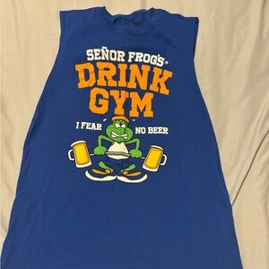 Blue Graphic Crewneck Shirt with White Print